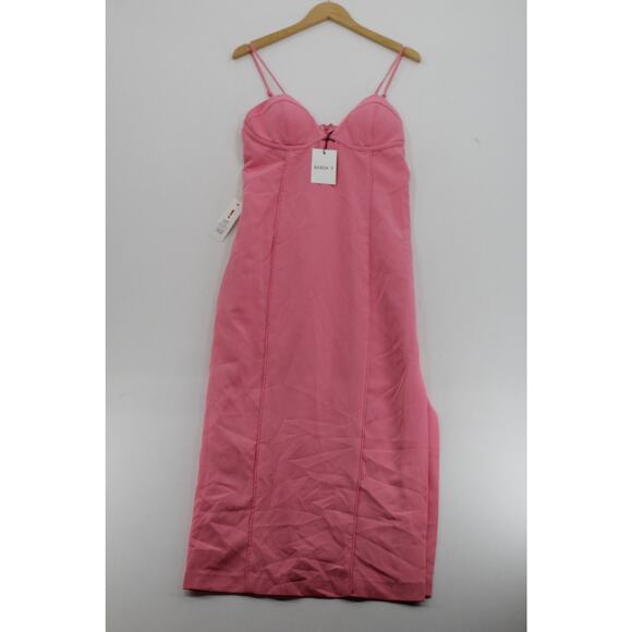 NWT Bardot pink  barbiecore y2k ethereal midi spaghetti strap dress 12 prom hoco - Picture 1 of 7